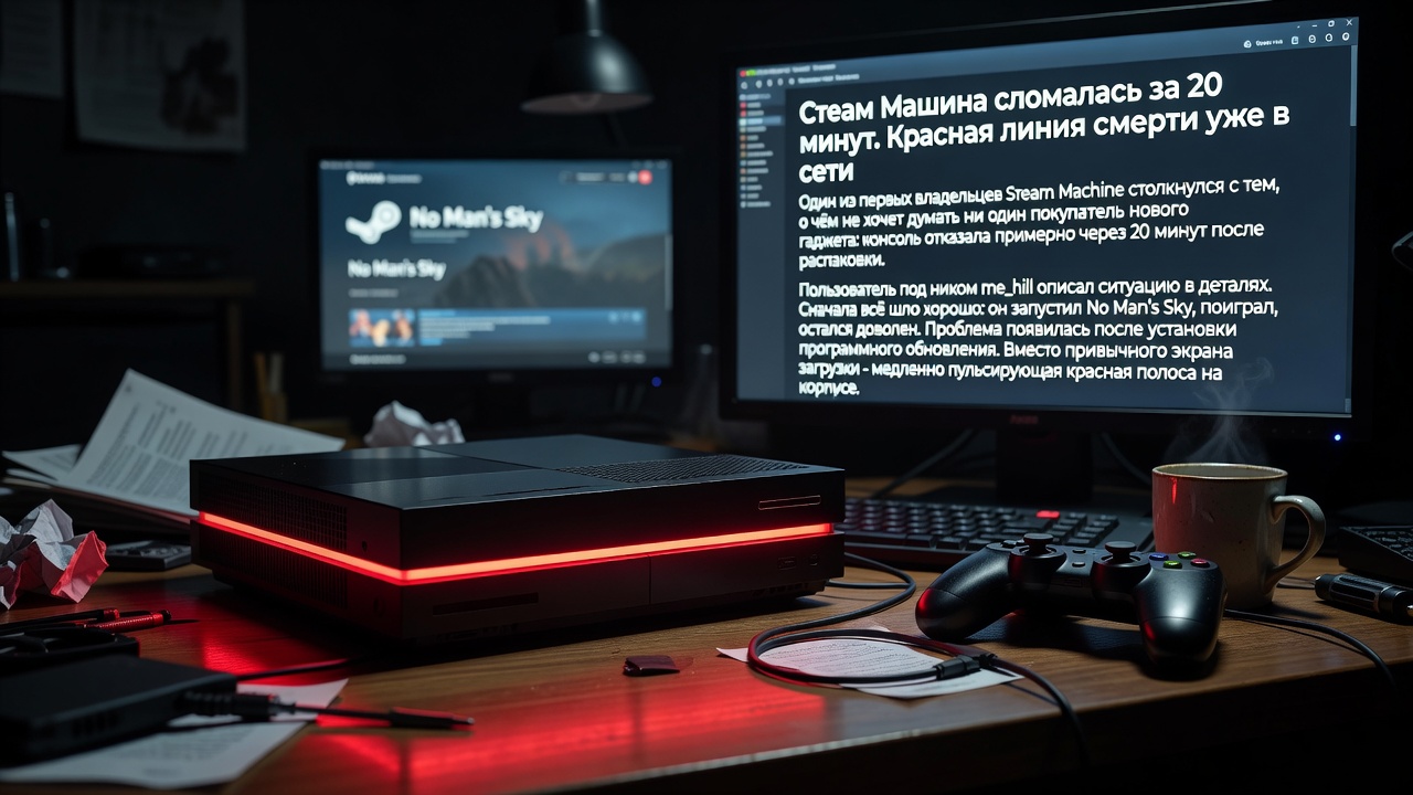 Steam Machine сломалась за 20 минут. Красная линия смерти уже в сети