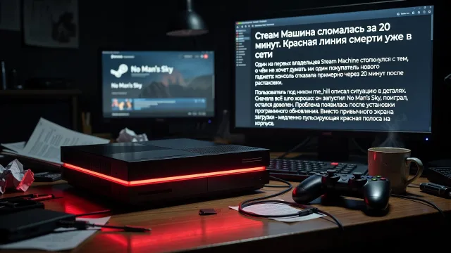 Steam Machine сломалась за 20 минут. Красная линия смерти уже в сети